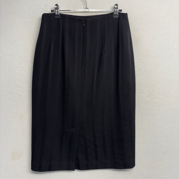 VTG Linda Allard Ellen Tracy Pencil MIDI Skirt Black 100% Wool 8 - Picture 2 of 8